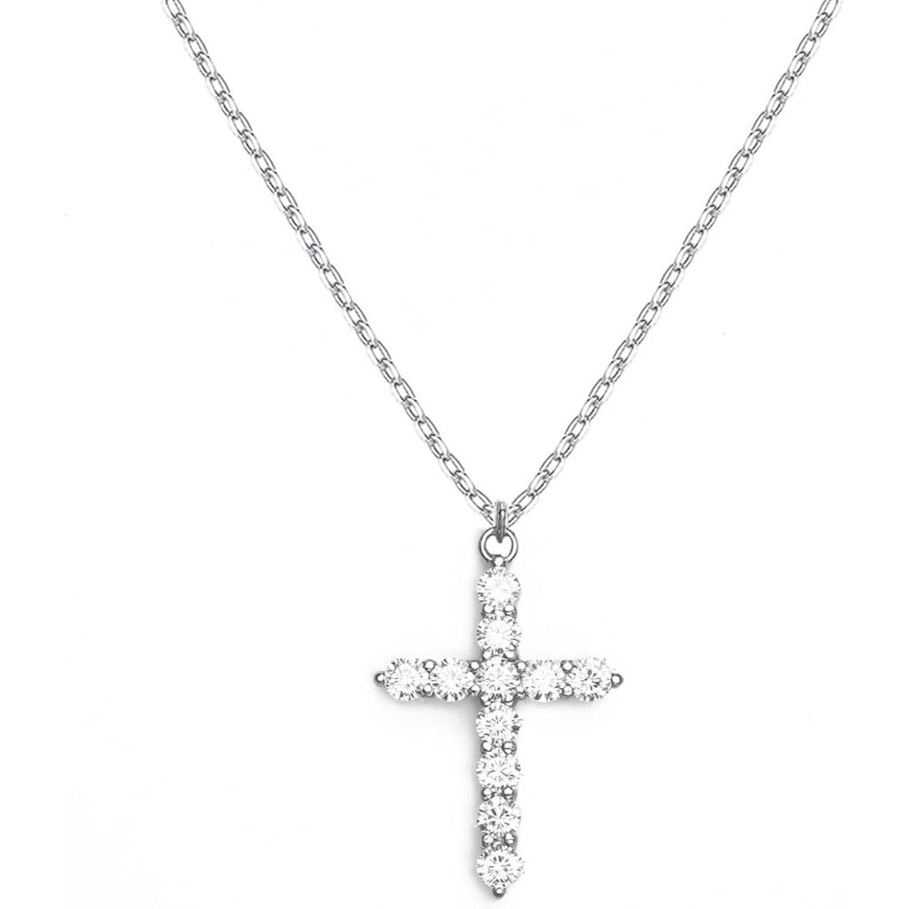 Dainty 18k Gold/Silver Tiny Cross Pendant Necklace With Sparkling Cubic Zirconia